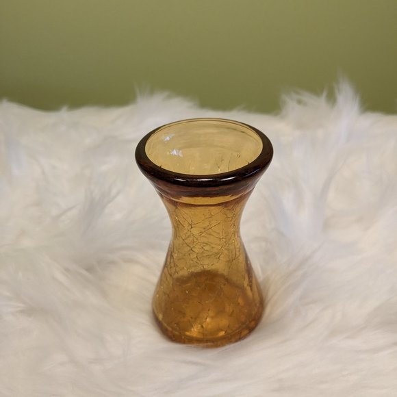 Vintage 1960's Amber Crackle Glass Pitcher and Vase (SET) - Picture 5 of 7